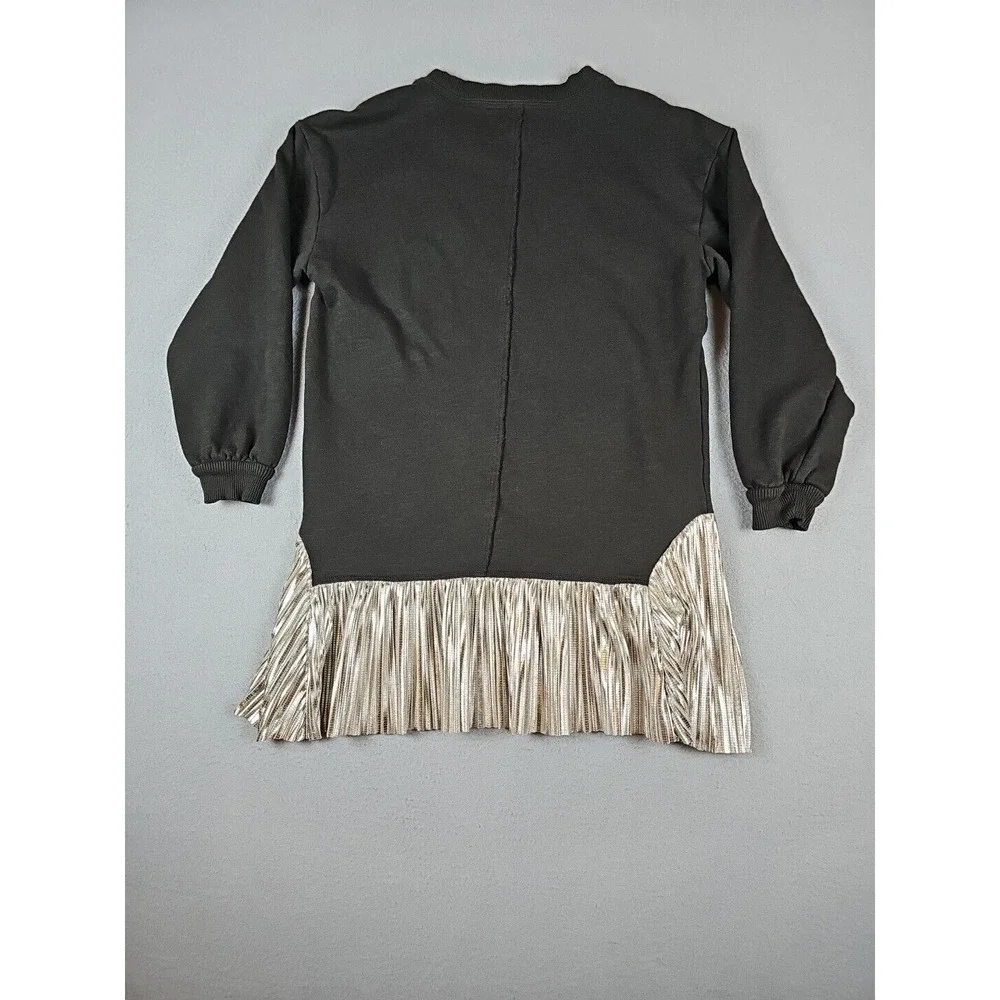 Pilcro Anthropologie Women's XXS Metallic Twofer Tunic Blouse Silver Black - Picture 9 of 12